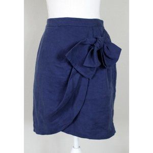 3.1 PHILLIP LIM 100% Linen Dark Blue Bow Tulip Skirt, Size 4